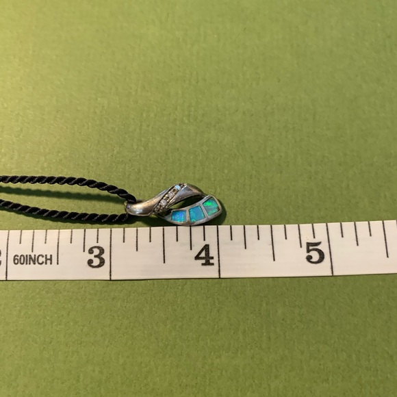 Lovely, Sterling, Opal and Rhinestone Necklace - Picture 4 of 4